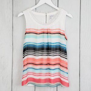 ELLE sz S Pink Blue Striped Sleeveless Blouse Top
